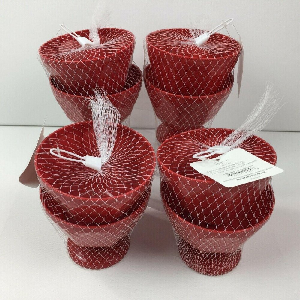 Red Kitchen Set of 8 Plastic 17oz Ice Cream Sundae Bowls Dessert Picnic Pool BBQ